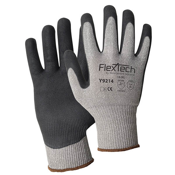 Y9214 Wells Lamont FlexTech™ Sandy Nitrile Coated A6 13-Gauge Seamless Knit Touchscreen compatible Work Gloves